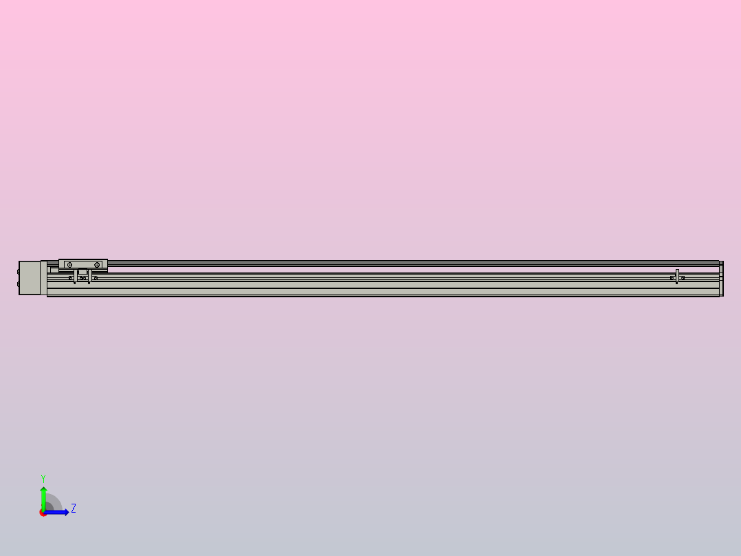 SYS12-BR-1050-200W滚珠花健、支撑座、滚珠丝杠、交叉导轨、直线模组.STEP左视图