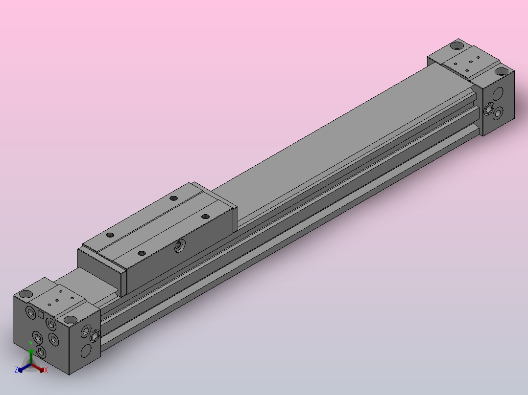 MY1B机械结合式无杆气缸[MY1B25G-200Z]正等轴测图