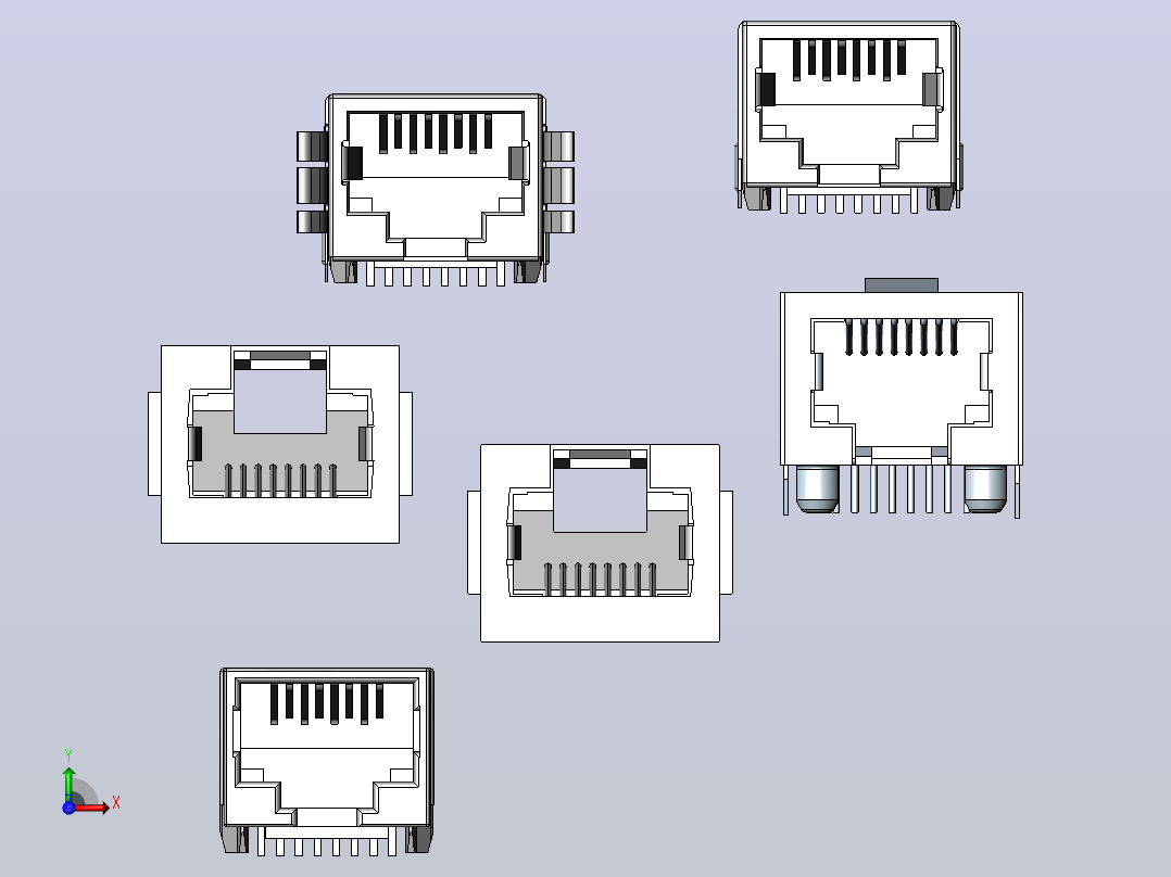 7款进口RJ45连接器 前视图