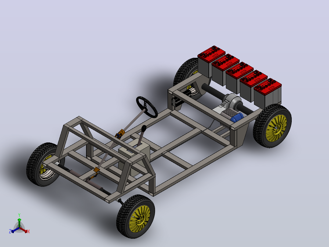 Solidworks中的汽车底盘设计主视图