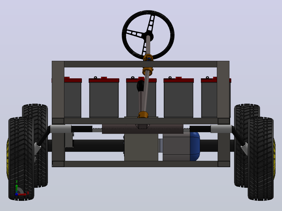 Solidworks中的汽车底盘设计前视图