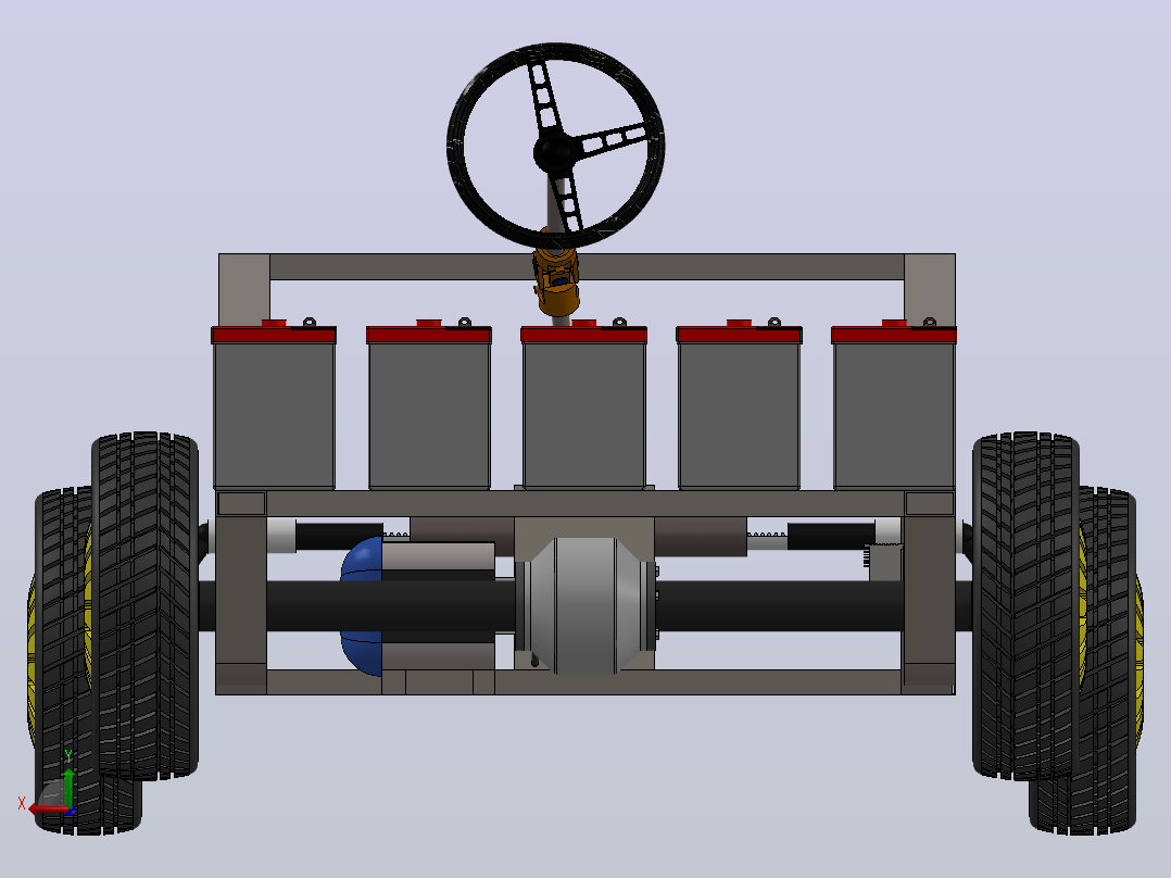 Solidworks中的汽车底盘设计后视图