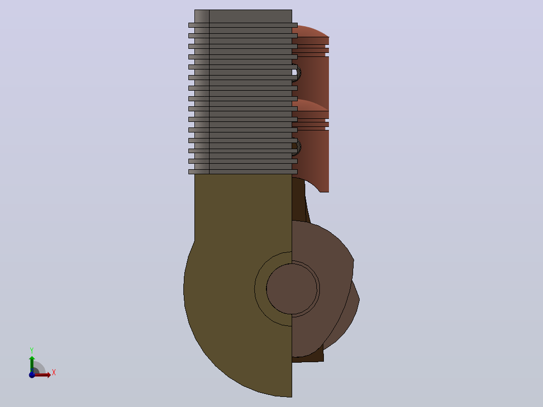 solidworks中四缸四冲程发动机的三维模型前视图