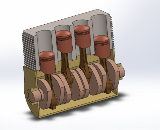 solidworks中四缸四冲程发动机的三维模型缩略图