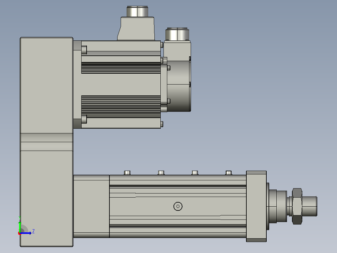 MTA80-50-P05-FF-P-P1500(2000)W-S3 MTA80电动缸 最大负载20KN 额定出力10KN 1500(2000)W电机间接安装左视图