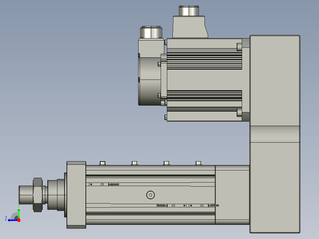 MTA80-50-P05-FF-P-P1500(2000)W-S3 MTA80电动缸 最大负载20KN 额定出力10KN 1500(2000)W电机间接安装右视图