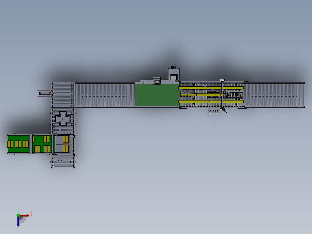 装箱称重封箱流水线俯视图