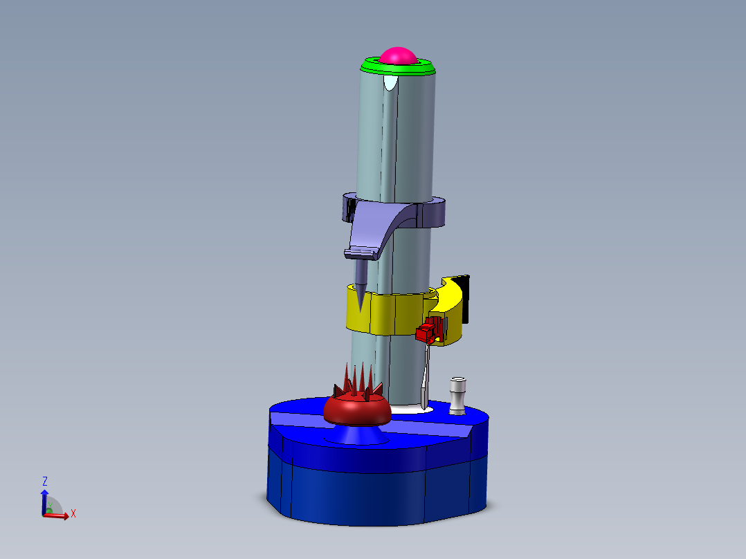 单工位水果切削机设计三维SW模型