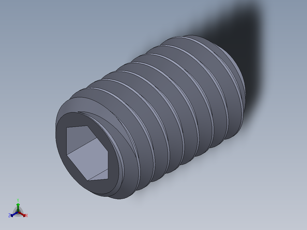 UNC 平头紧定螺钉-UNC SET SCREW 0.3125 x0.500.SLDPRT正等轴测图
