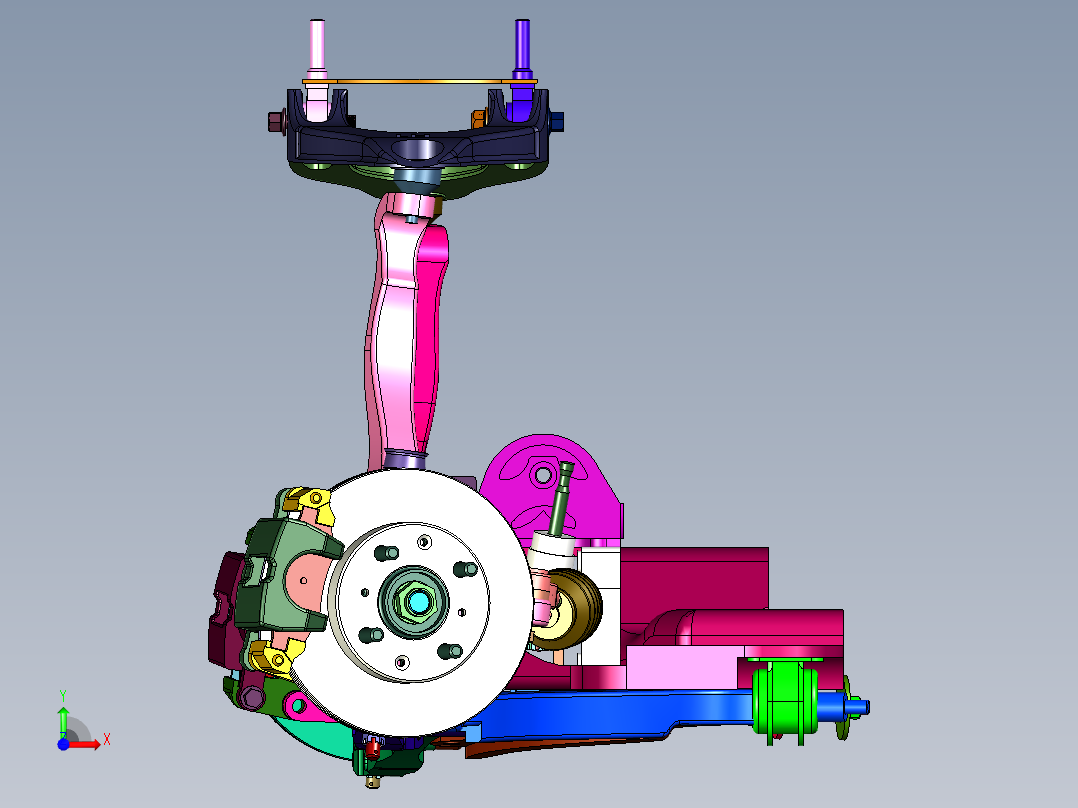 紧凑型轿车独立悬架系统前视图