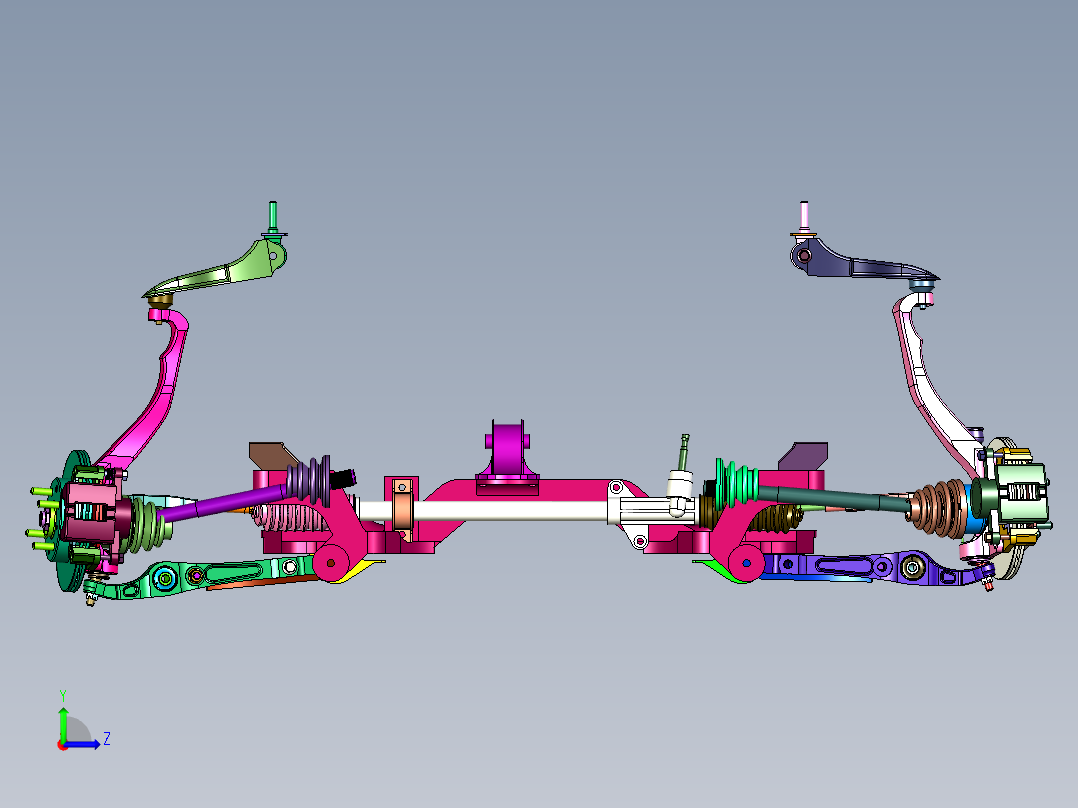 紧凑型轿车独立悬架系统左视图