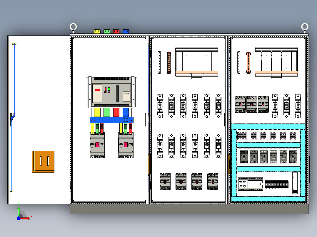 三柜组装万能断路器刀开关plc接触器控制柜 55424前视图