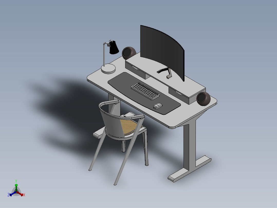 电脑桌(47)正等轴测图