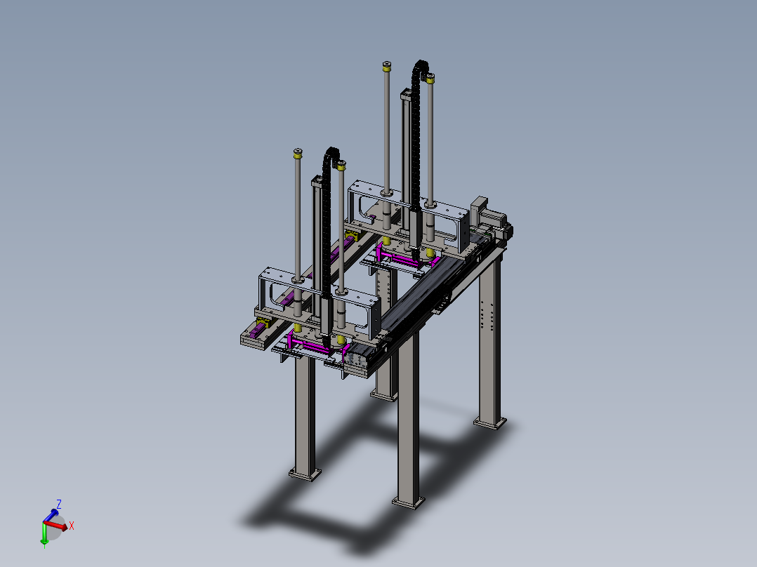 单模组双边分合移动+气动伸缩+取放机械手