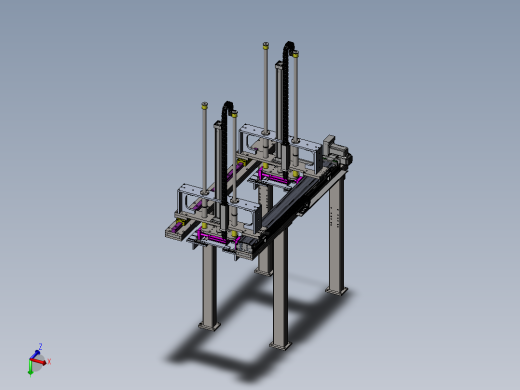 单模组双边分合移动+气动伸缩+取放机械手