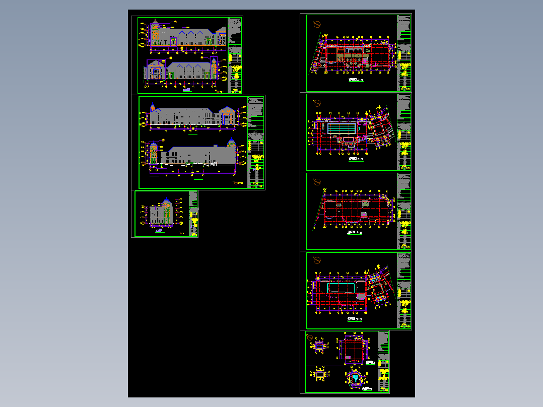 某会所住宅石材立面幕墙施工图CAD