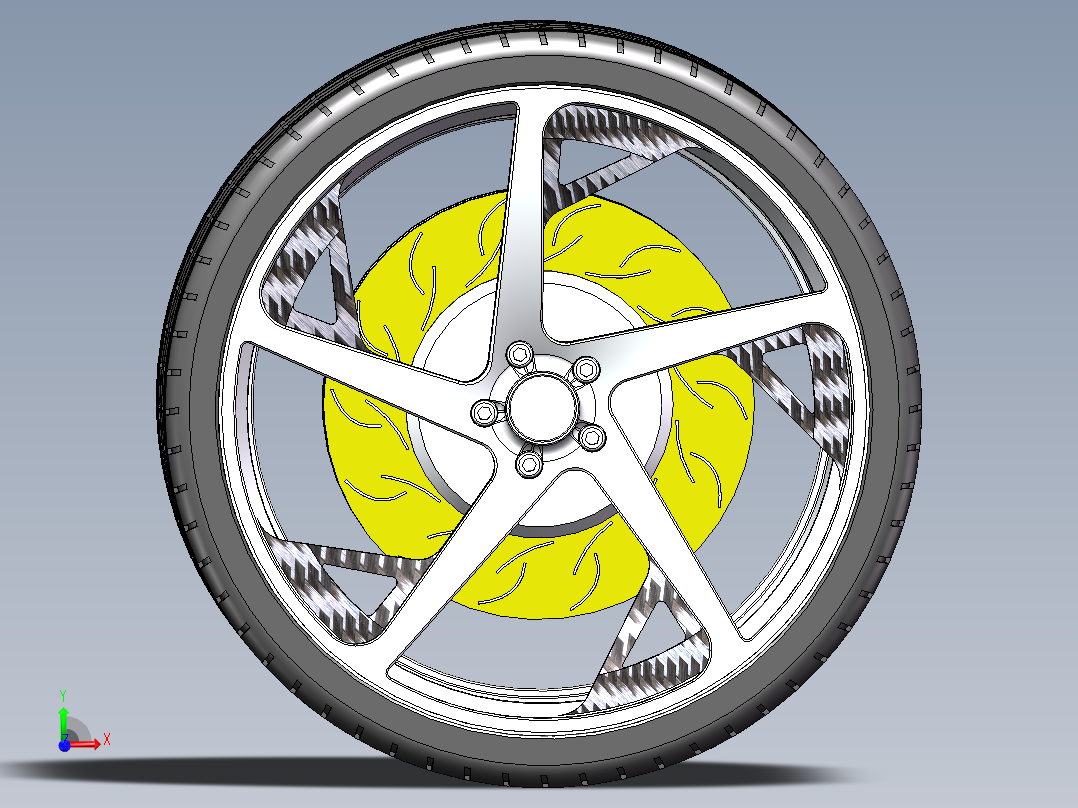 一款solidworks绘制汽车车轮带制动盘模型