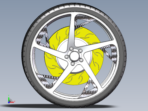一款solidworks绘制汽车车轮带制动盘模型