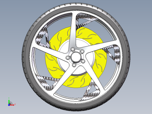 一款solidworks绘制汽车车轮带制动盘模型前视缩略图