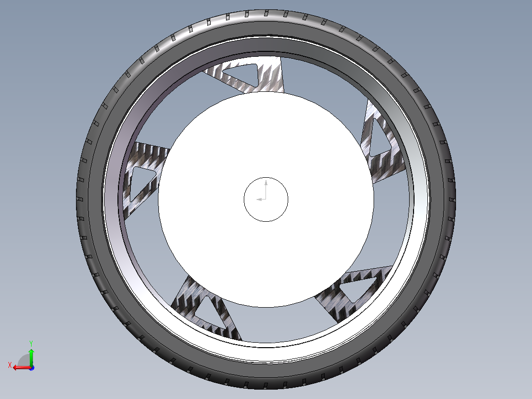 一款solidworks绘制汽车车轮带制动盘模型后视图