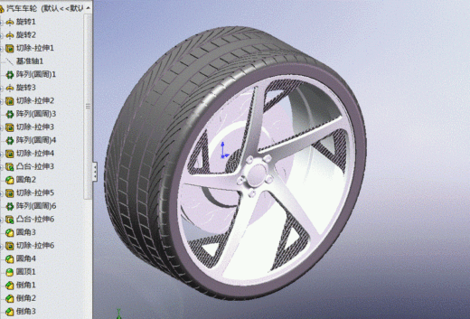 一款solidworks绘制汽车车轮带制动盘模型缩略图