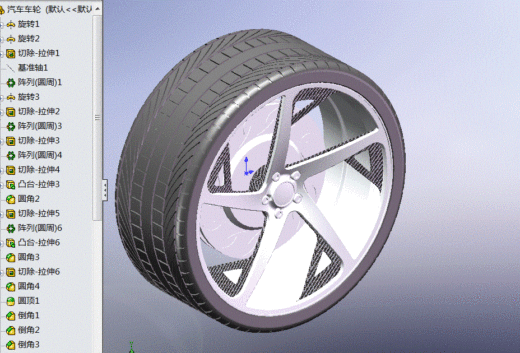 一款solidworks绘制汽车车轮带制动盘模型缩略图