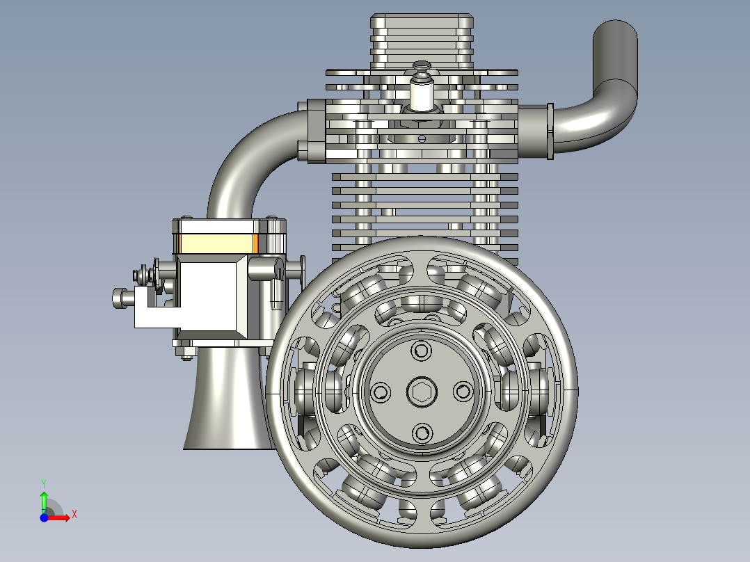 双缸四冲程风冷汽油内燃机前视图