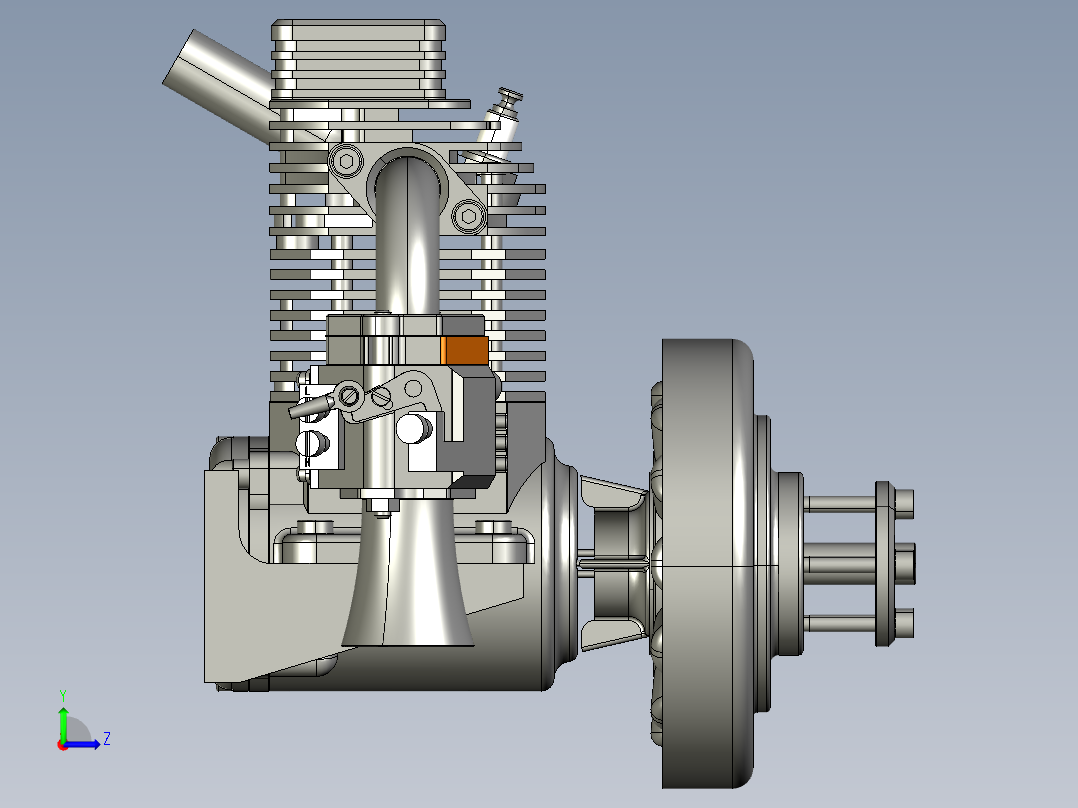 双缸四冲程风冷汽油内燃机左视图