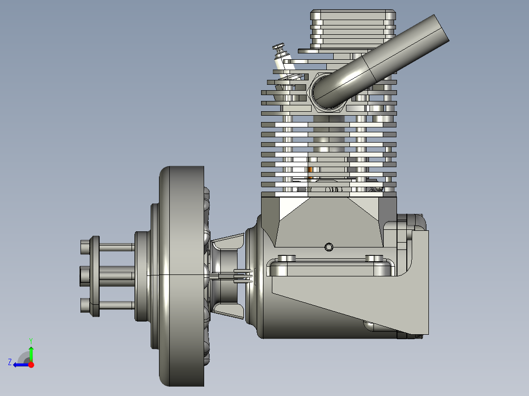 双缸四冲程风冷汽油内燃机右视图