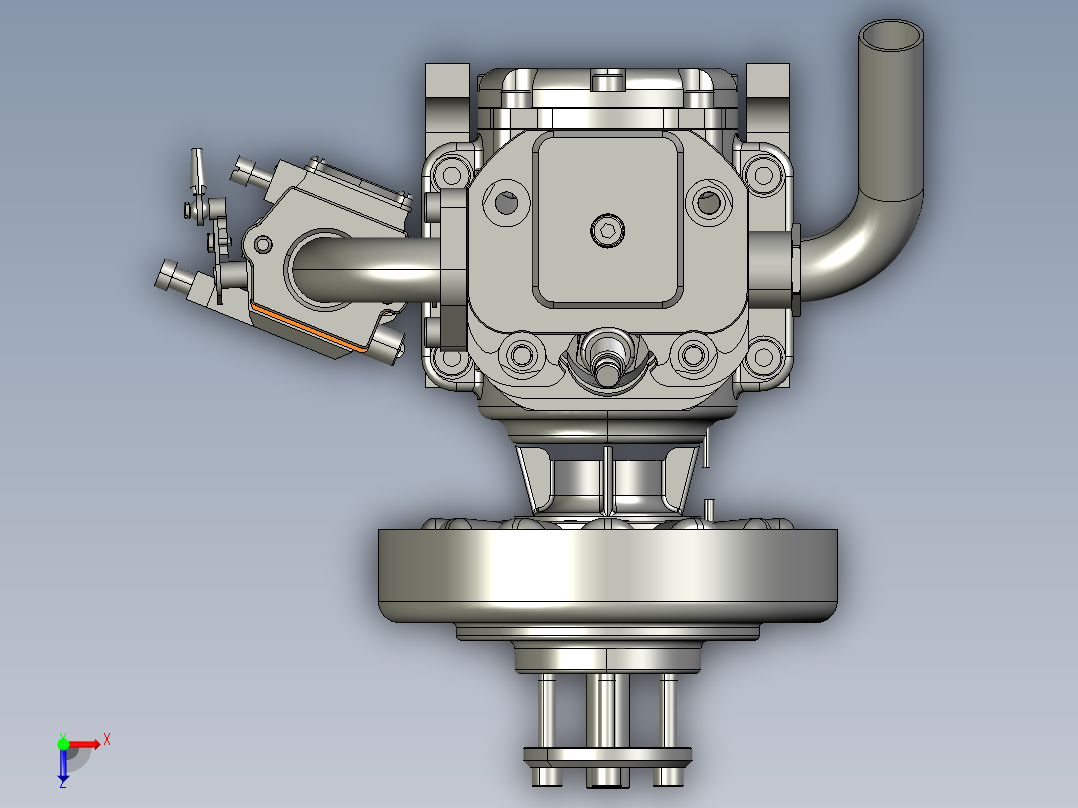 双缸四冲程风冷汽油内燃机俯视图