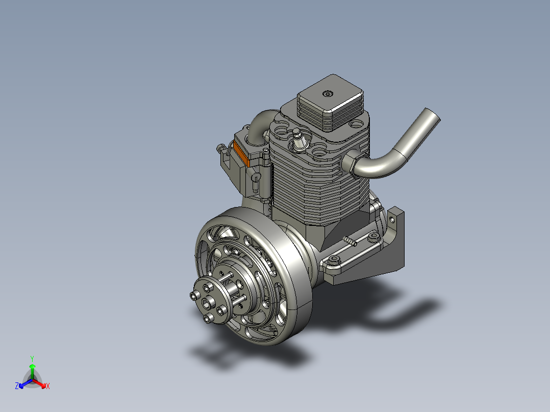 双缸四冲程风冷汽油内燃机正等轴测图