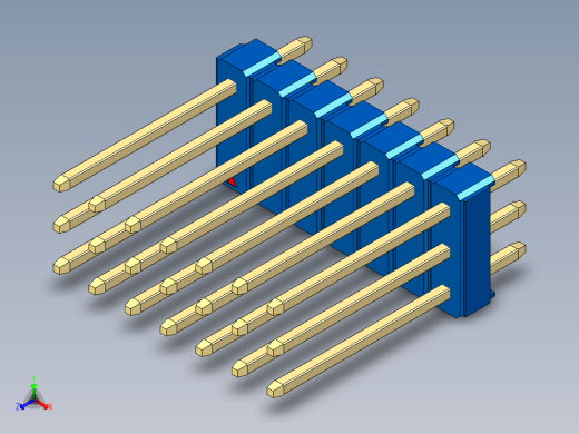 彩色公头100mil（2.54mm）系列-DS1021_blue_3x07p_100mil_Type5_rev1.0正等轴测缩略图