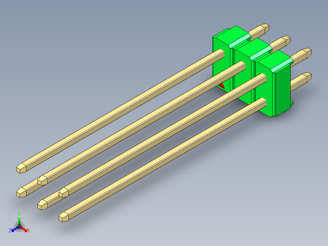 彩色公头100mil（2.54mm）系列-DS1021_green_2x03p_100mil_Type43_rev1.0主视图
