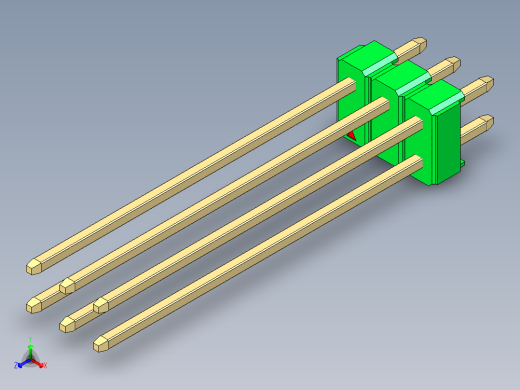 彩色公头100mil（2.54mm）系列-DS1021_green_2x03p_100mil_Type43_rev1.0正等轴测缩略图