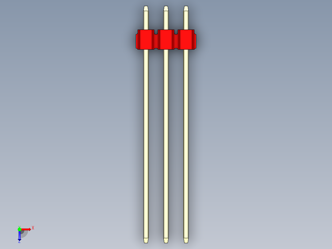 彩色公头100mil（2.54mm）系列-DS1021_red_1x03p_100mil_Type43_rev1.0俯视图