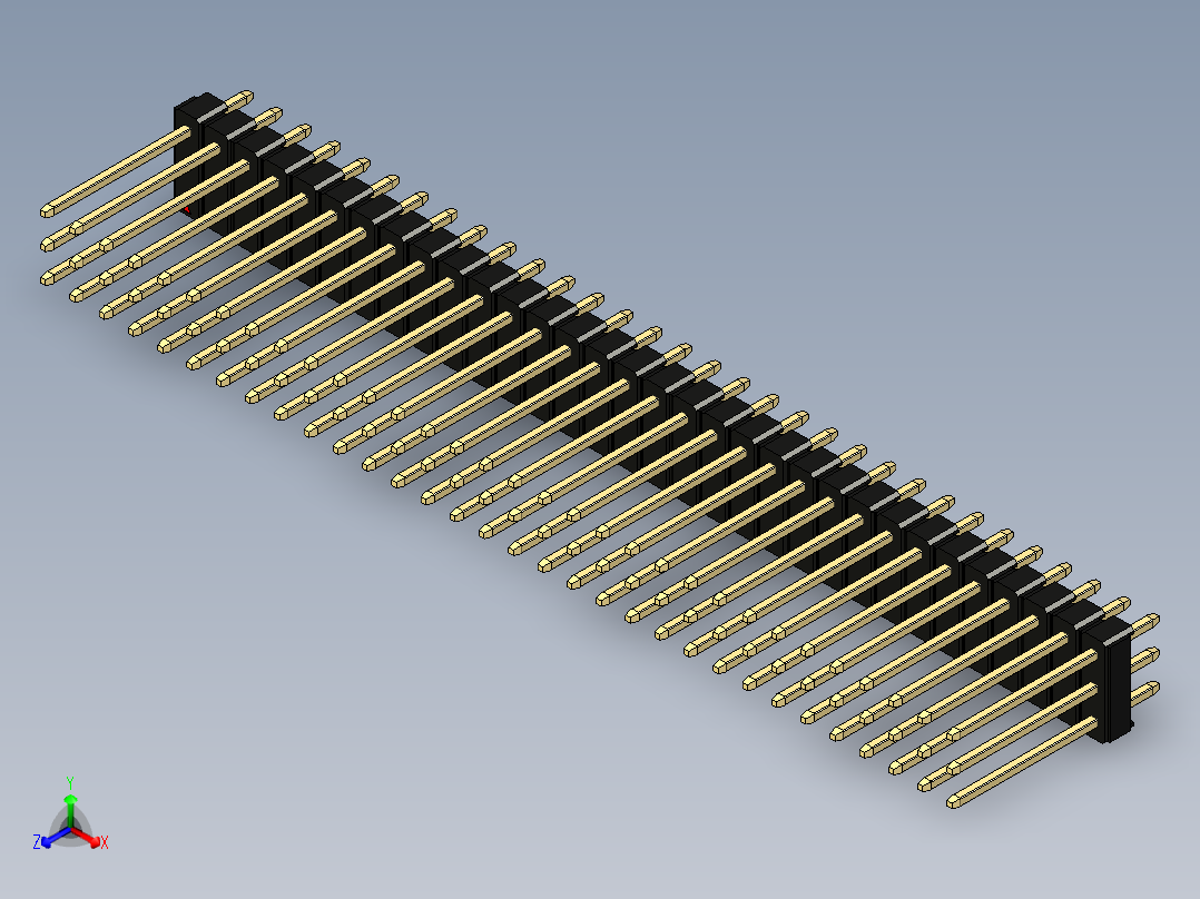 彩色公头100mil（2.54mm）系列-DS1021_black_3x32p_100mil_Type5_rev1.0正等轴测图
