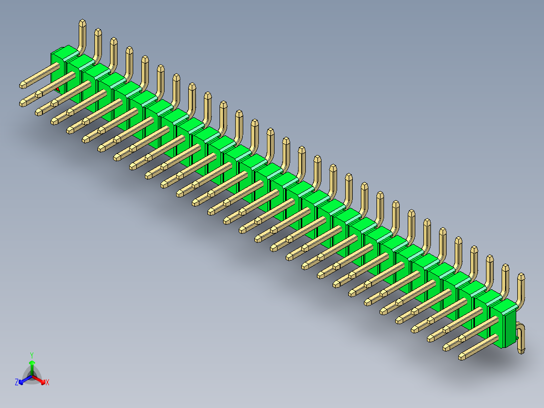 彩色公排针 100mil 2.54mm 系列-DS1022_green_58p_100mil_TypeSMT_rev1.0主视图