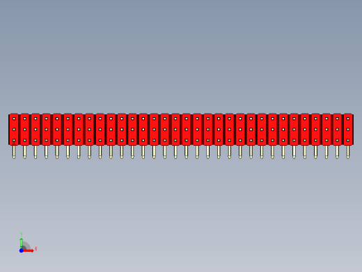 彩色公排针 100mil 2.54mm 系列-DS1022_red_3x32p_100mil_TypeD_rev1.0前视缩略图