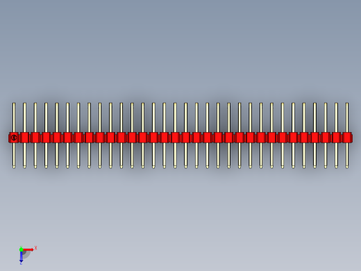 彩色公排针 100mil 2.54mm 系列-DS1022_red_3x32p_100mil_TypeD_rev1.0俯视缩略图