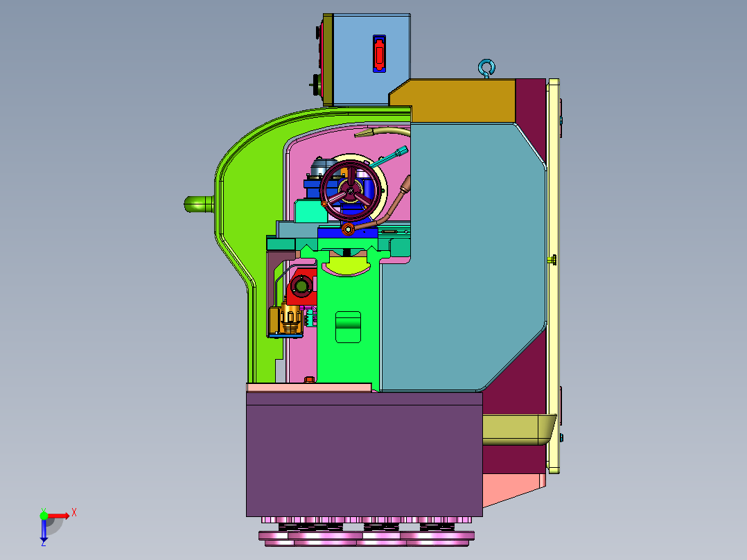 数控平轨4工位电动刀架车床俯视图