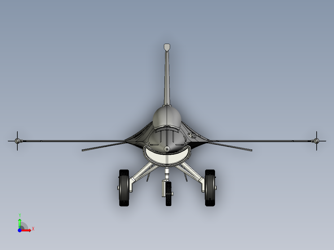 战斗机模型3D图纸 STEP格式前视图