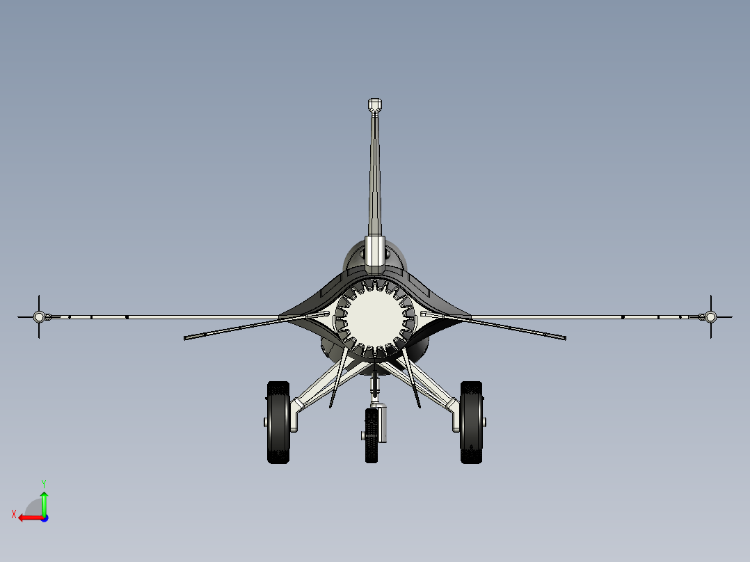 战斗机模型3D图纸 STEP格式后视图