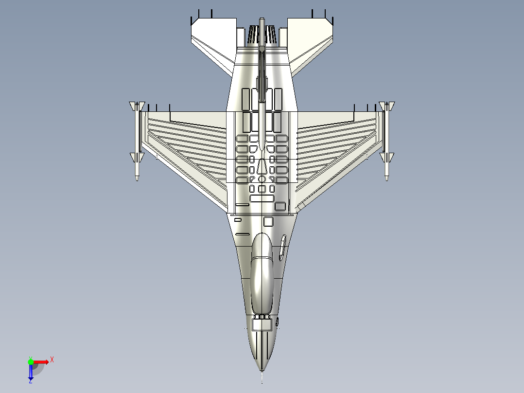 战斗机模型3D图纸 STEP格式俯视图