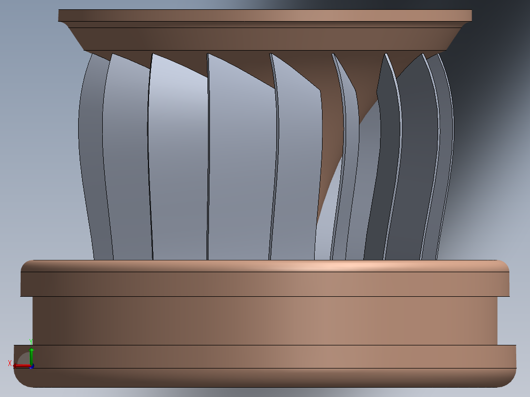 混流式水轮机旋翼后视图