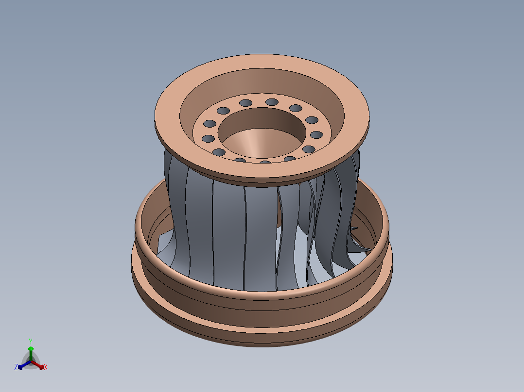 混流式水轮机旋翼正等轴测图