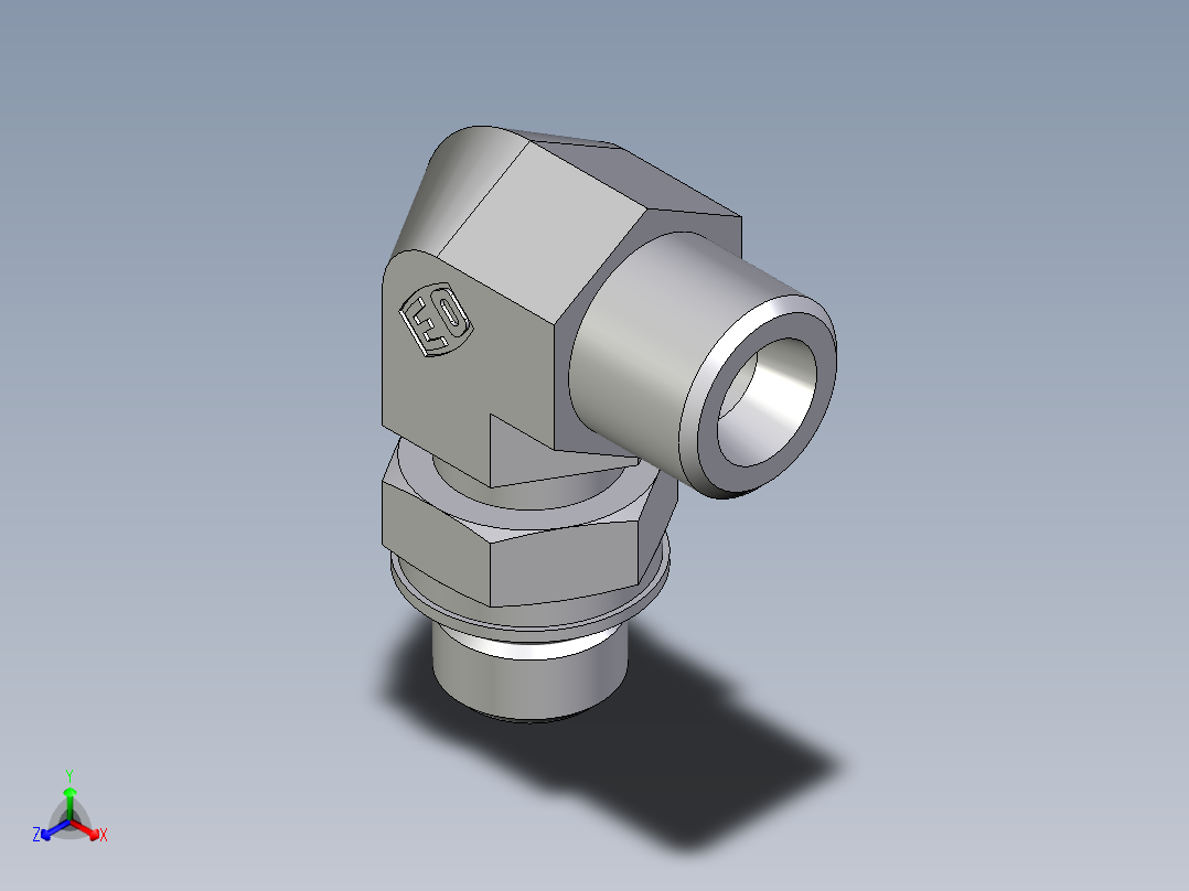 卡套式工业通用硬管接头EO_Adjustable_Locknut_elbow_WEE08SMOROMDCF主视图