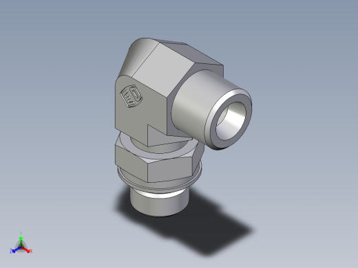 卡套式工业通用硬管接头EO_Adjustable_Locknut_elbow_WEE08SMOROMDCF正等轴测缩略图