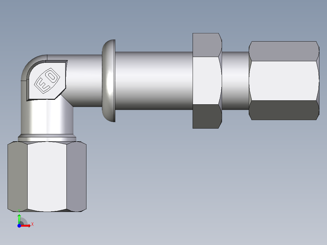 卡套式工业通用硬管接头EO_Bulkhead_elbow_WSV06L71前视图