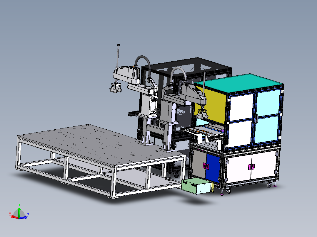比亚迪新能源电池组装线-电芯贴膜工位sw18可编辑