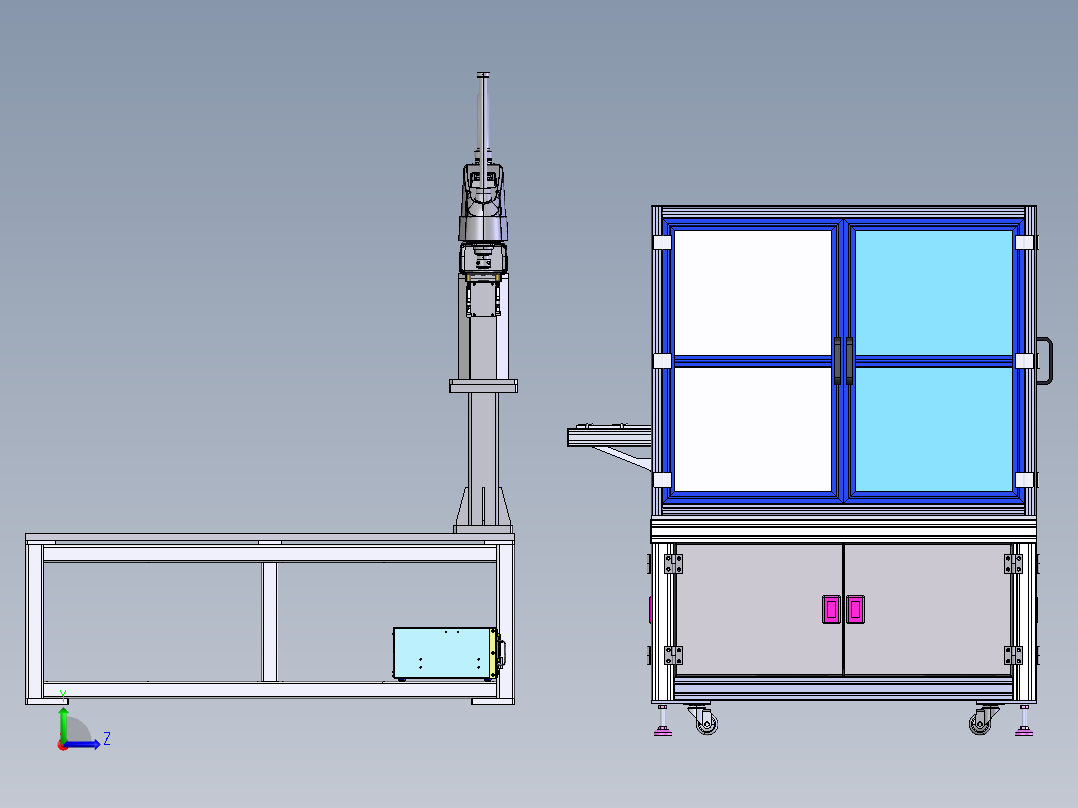 比亚迪新能源电池组装线-电芯贴膜工位sw18可编辑左视图